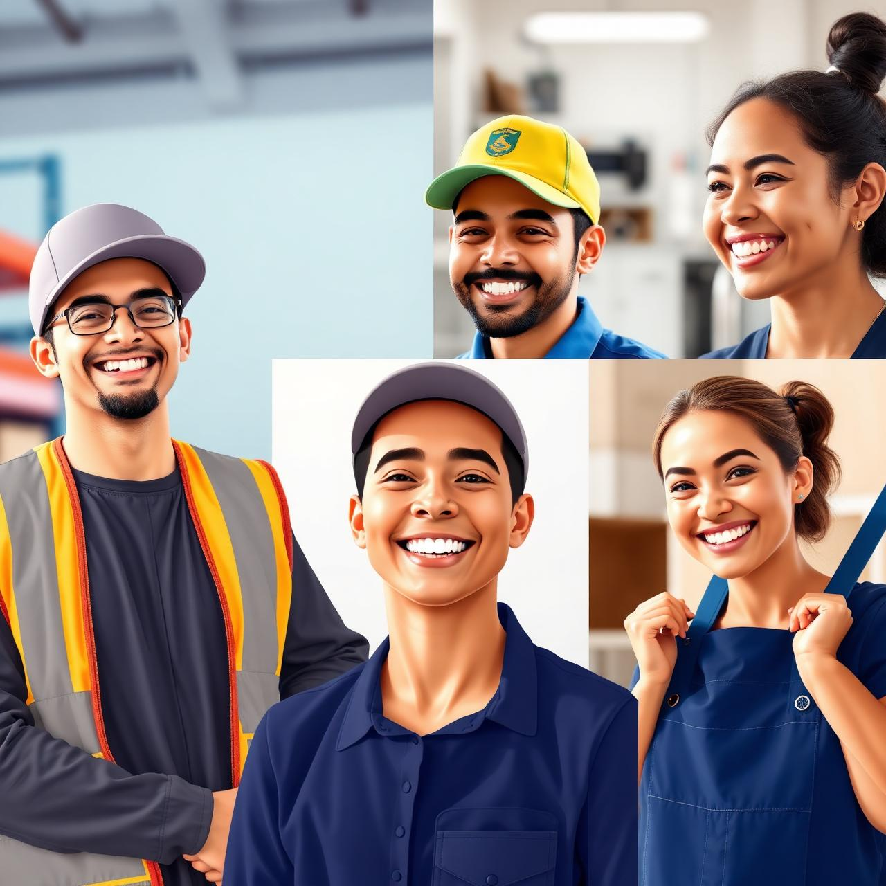 Profissionais de diferentes áreas representando oportunidades de emprego pela Atena RH